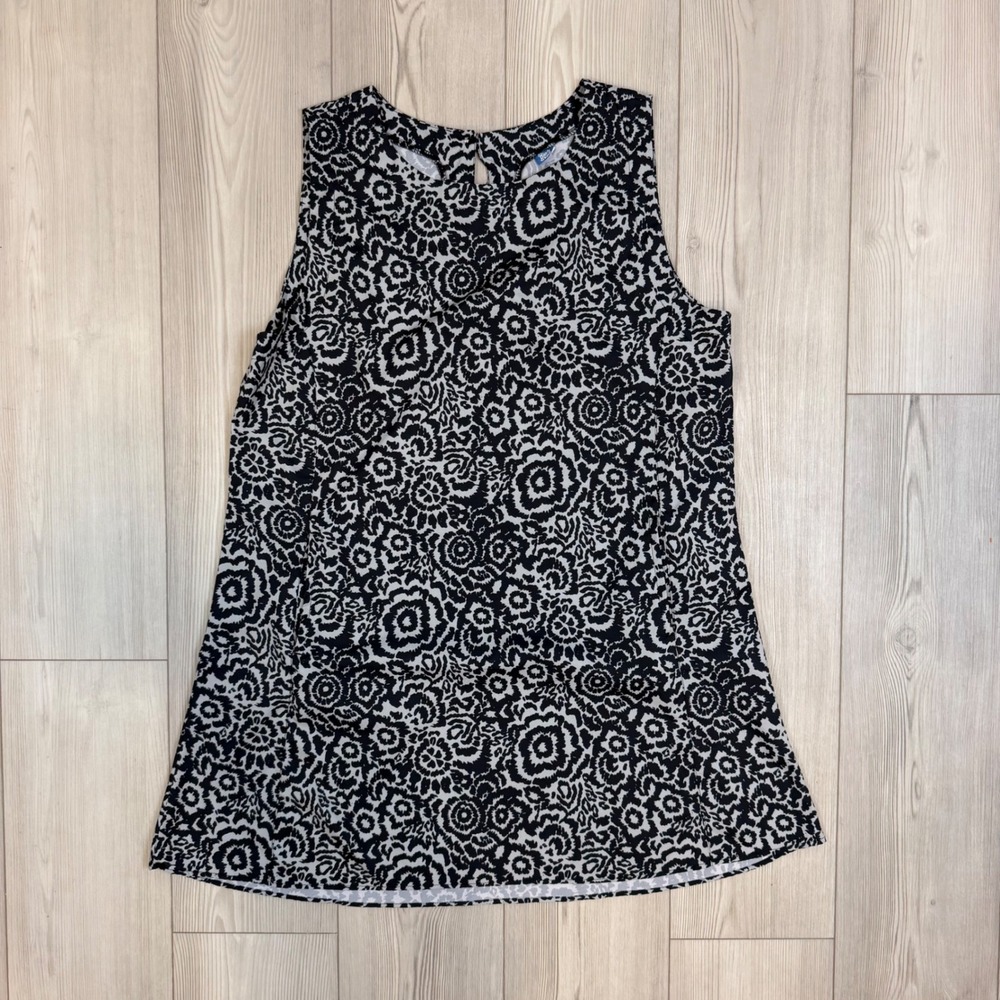 RipSkirt Hawaii Sleeveless Dress XL Black Pockets Floral Medallion Keyhole Back